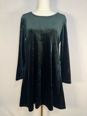 Vintage Green Velvet Long Sleeve Mini Dress Holiday